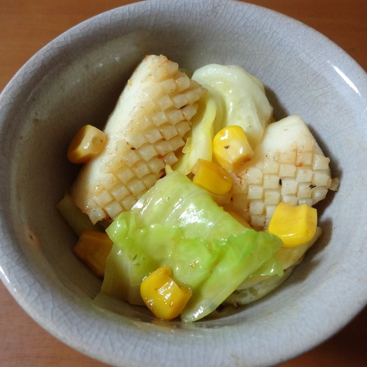 ロールイカとキャベツのカレー炒め